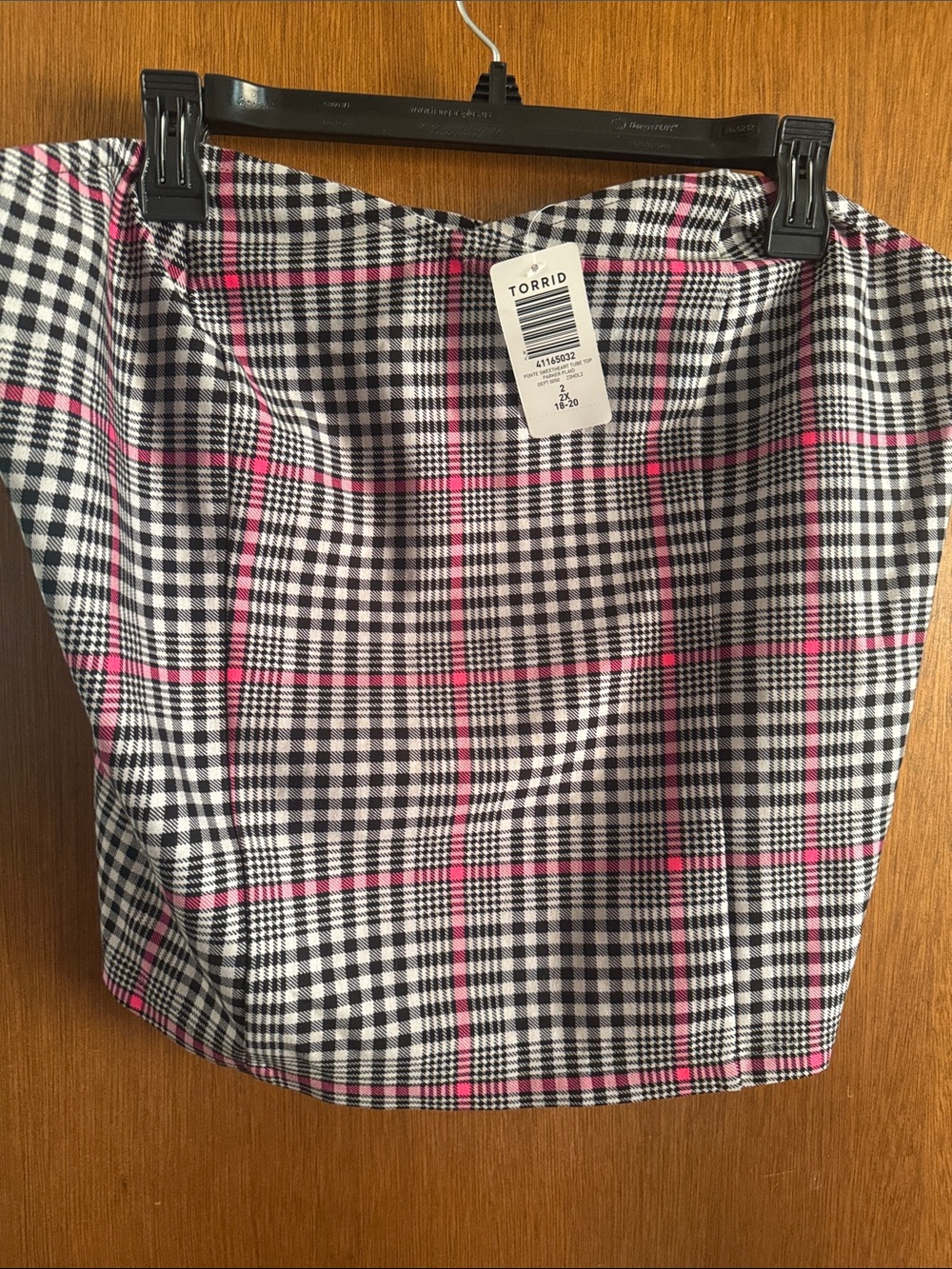 torrid Black, White & Pink Plaid Tube Top